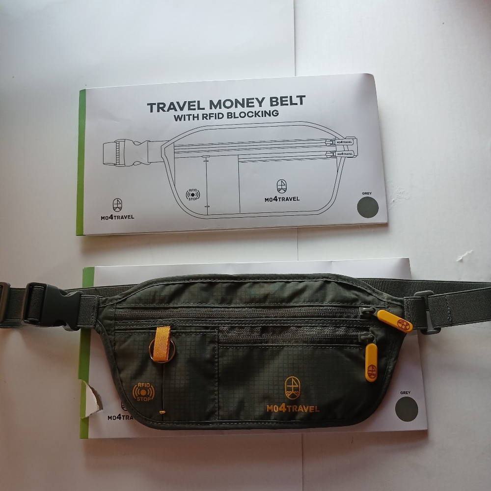 Olive Green Travel Money Belt with RFID Blocking